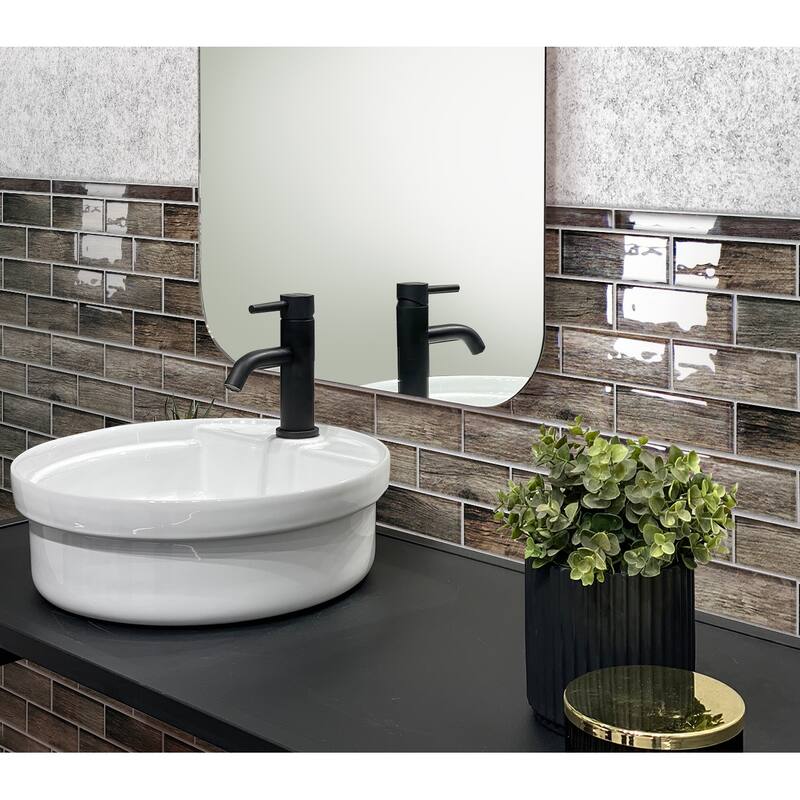 Apollo tile 0.5" x 12" Montana Glossy Wood Brown Glass Tile (0.5 sq ft/case) - 10 Pack