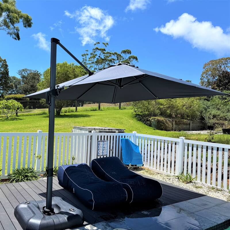 PURPLE LEAF 8 ft Square 360 Degree Rotation Patio Cantilever Umbrella