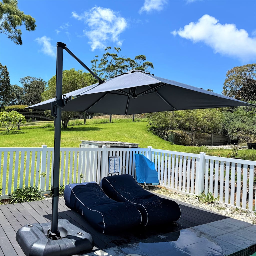 PURPLE LEAF 8 ft Square 360 Degree Rotation Patio Cantilever Umbrella