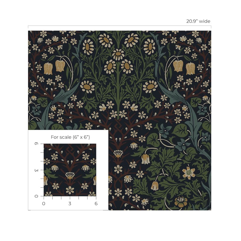 Seabrook Designs Victorian Floral Non-Woven Unpasted Wallpaper