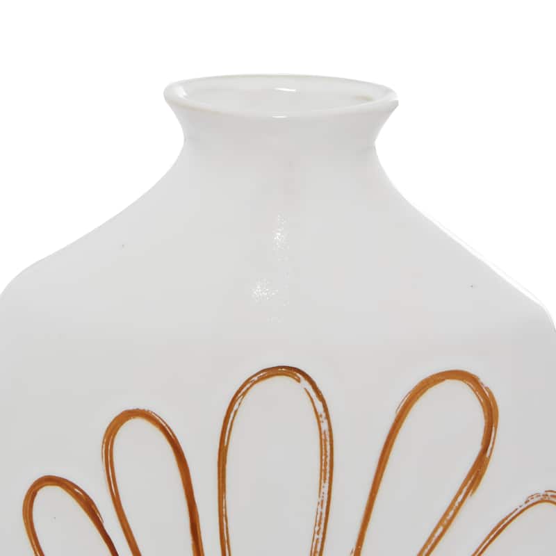 White Ceramic Handmade Daisy Floral Decorative Vase - 12 x 6 x 18
