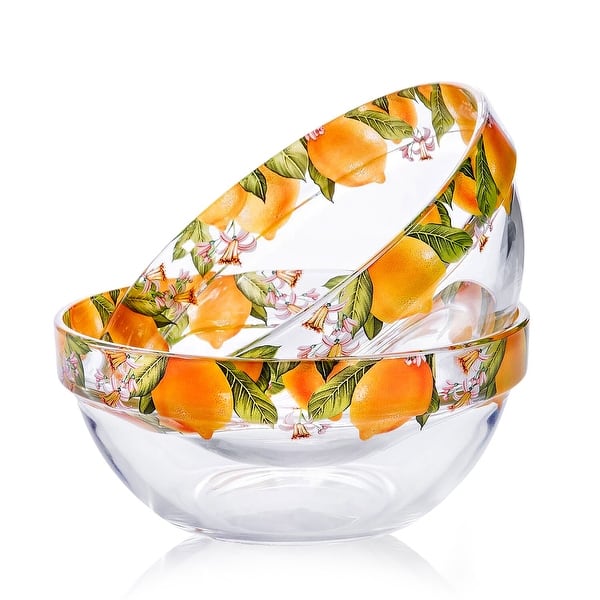 slide 2 of 3, STP Goods Lemons Galore Glass Salad Bowl Set of 2