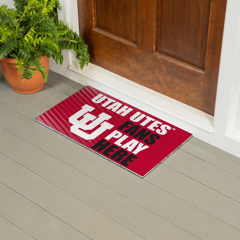 28 in. x 16 in. University of Utah "Fans Play Here" PVC Door Mat