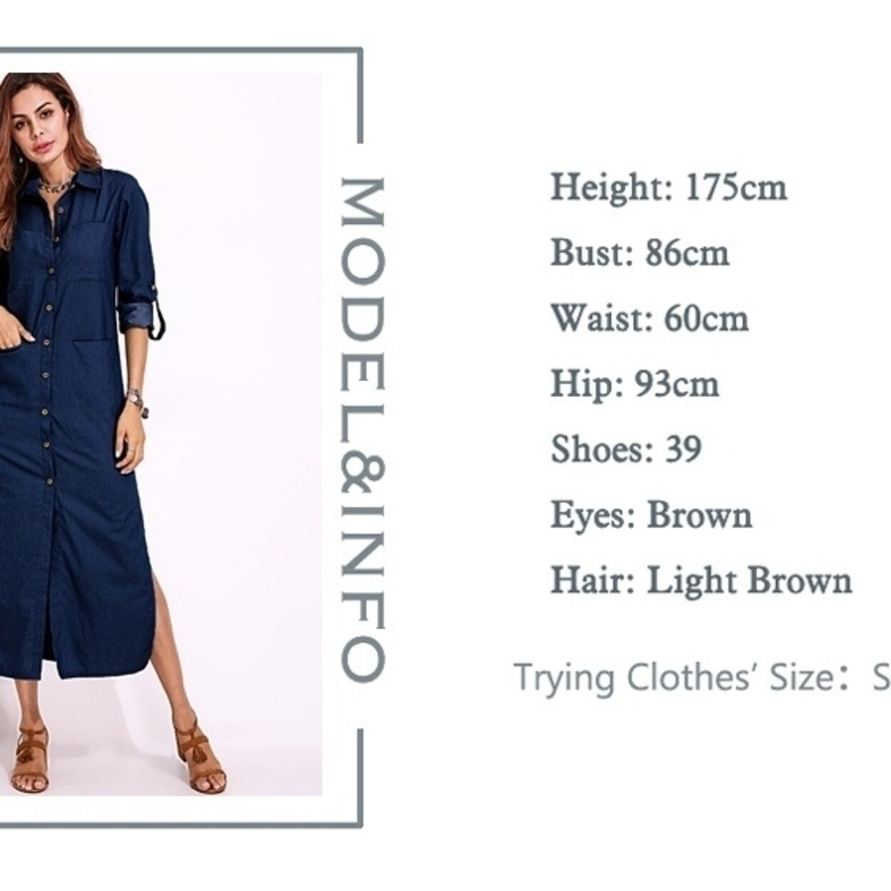 Shop Zanzea Womens Denim Blue V Neck Long Sleeve Maxi Split Dress