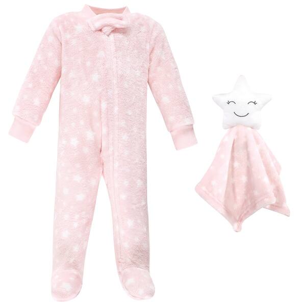slide 1 of 1, Hudson Baby Infant Girl Flannel Plush Sleep and Play and Security Toy, Girl Star 0-3 Months - Girl Star
