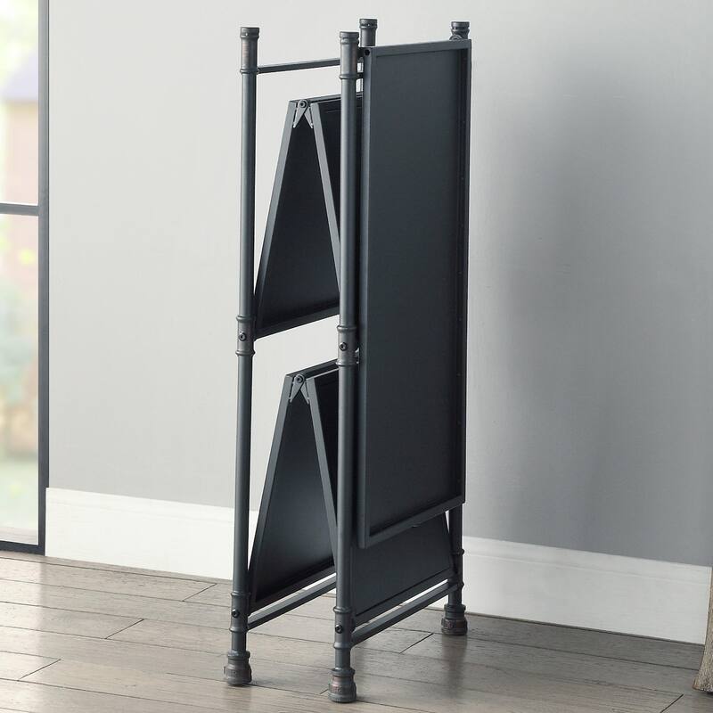 3 Tier Folding Console Table, Sandy and Dark Bronze Hand-Brushed Finish