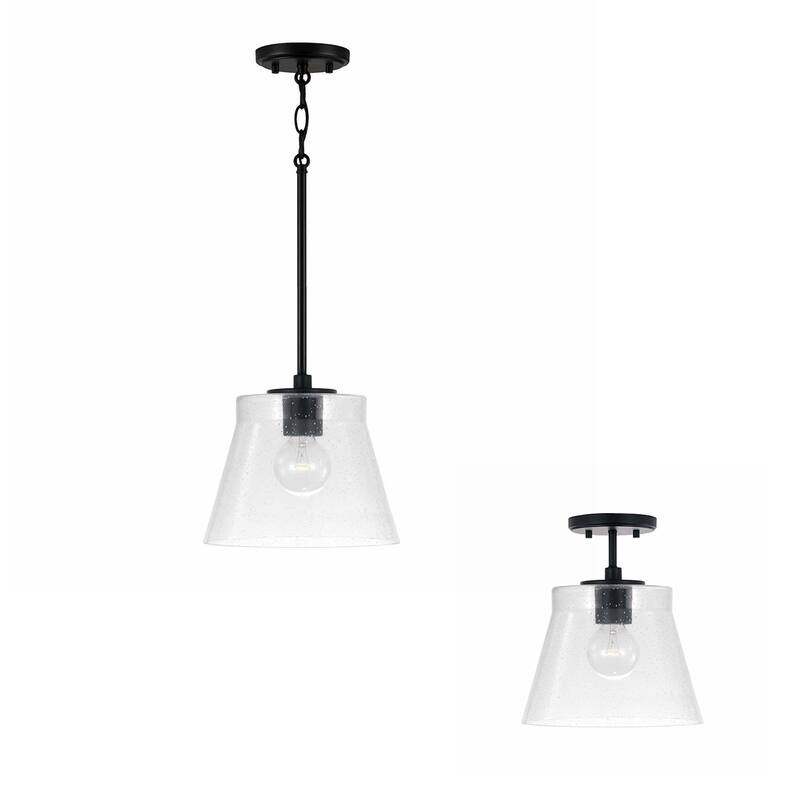Baker 1-light Small Pendant/ Semi-Flush Mount w/ Clear Seeded Glass