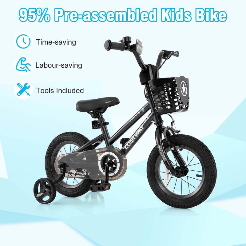 Costway 12"/14"/16"/18" Kid’s Bike with Training Wheels Adjustable - See Details