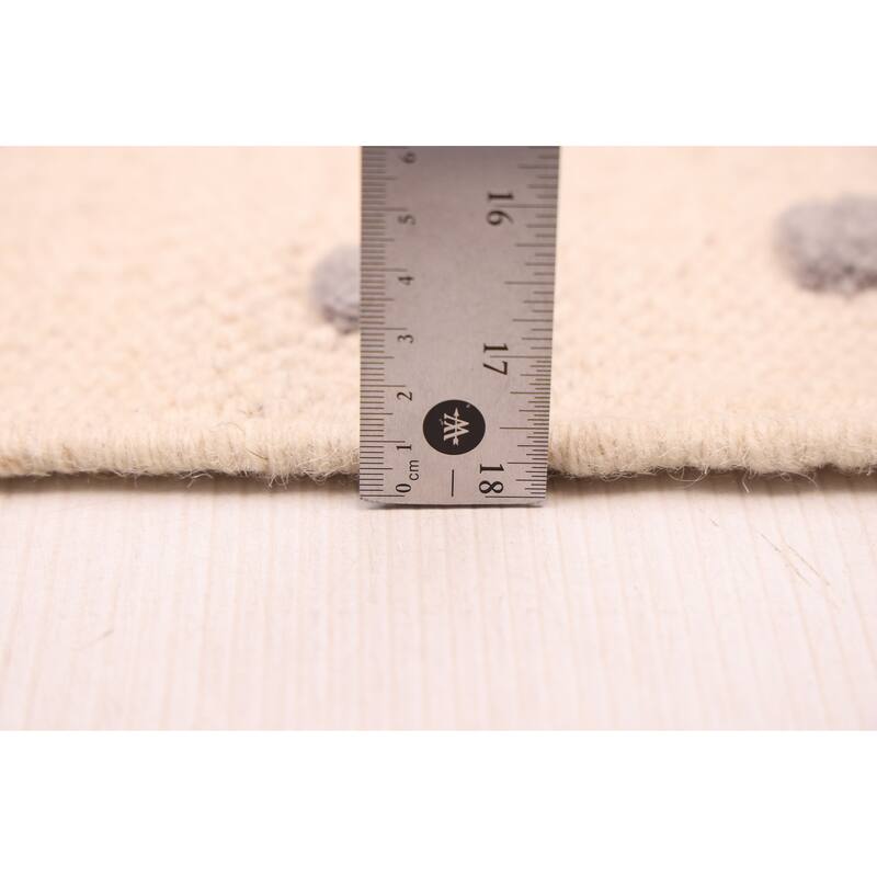 ECARPETGALLERY Flat-Weave Nevada Cream Wool Kilim - 4'0 x 5'9