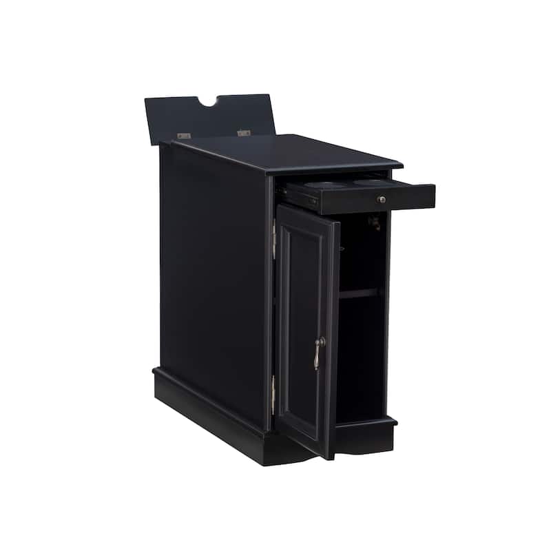 Rectangular Accent Table with USB and Storage Compartment - 24" - Black