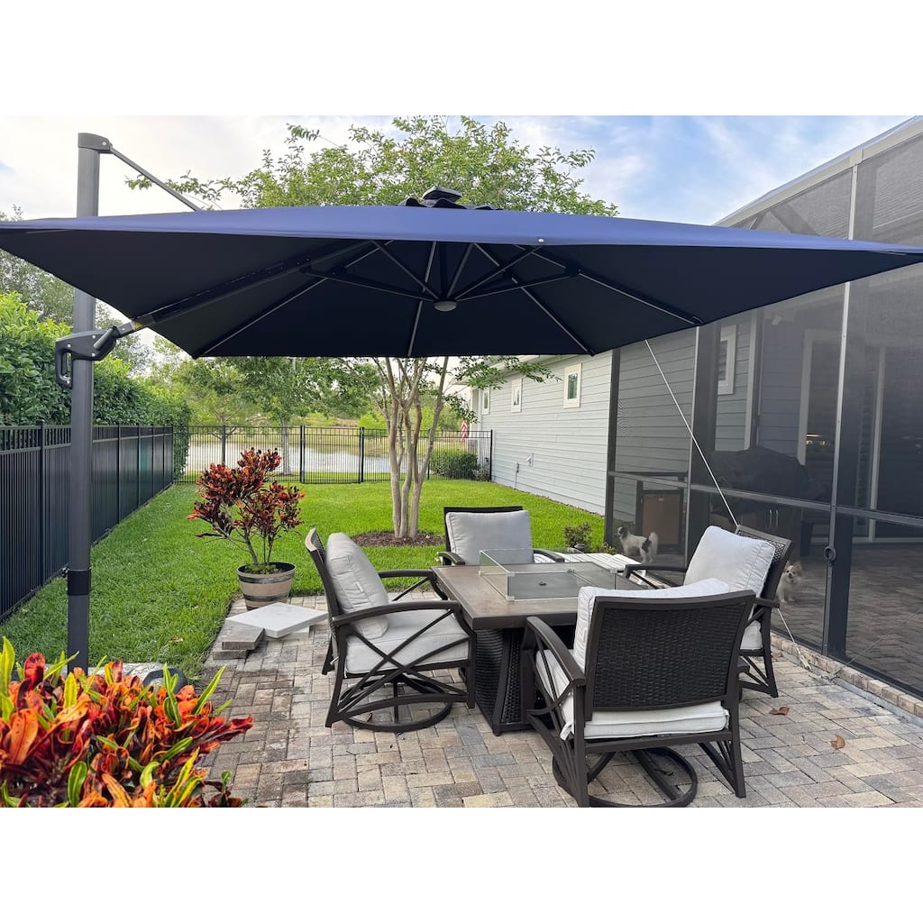 PURPLE LEAF 9 x 11.5 ft 360 Degree Rotation Patio Umbrella With Base