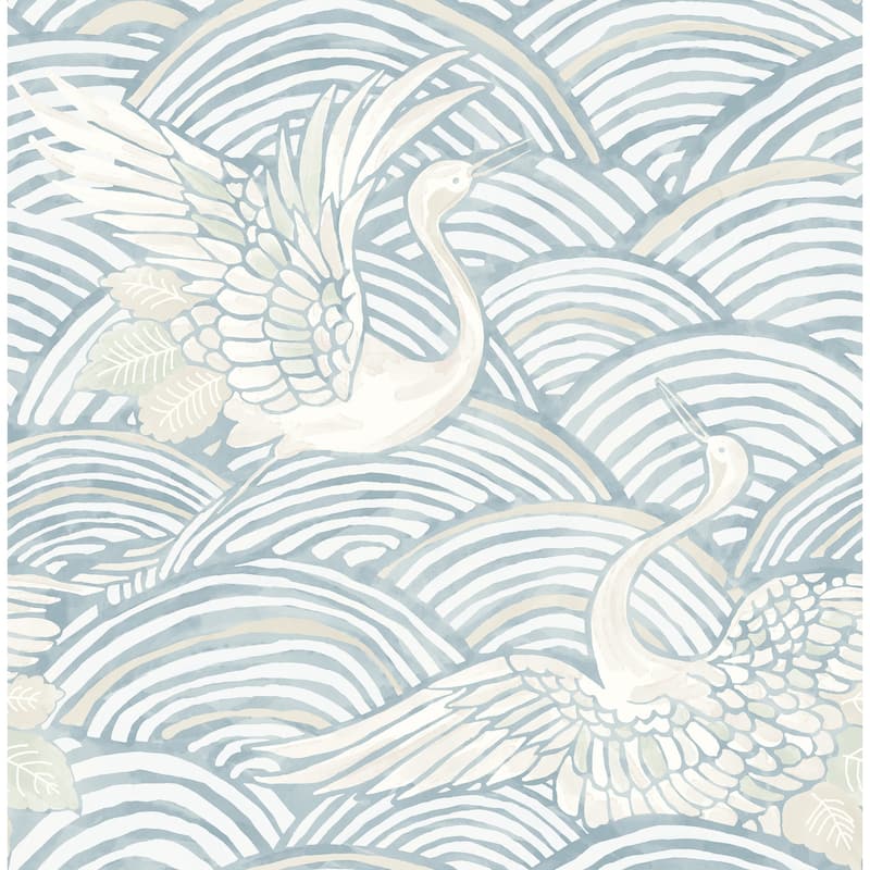 A-Street Prints Egret Sky Blue Tidal Dance Wallpaper