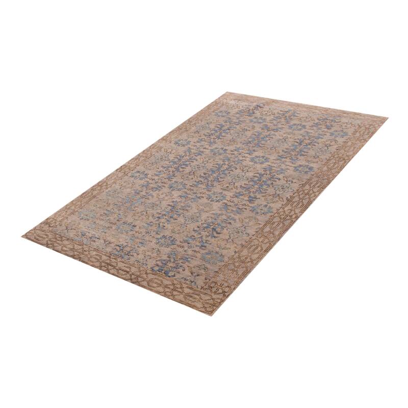 ECARPETGALLERY Hand-knotted Mystique Light Grey Wool Rug - 5' 3" x 8' 11"