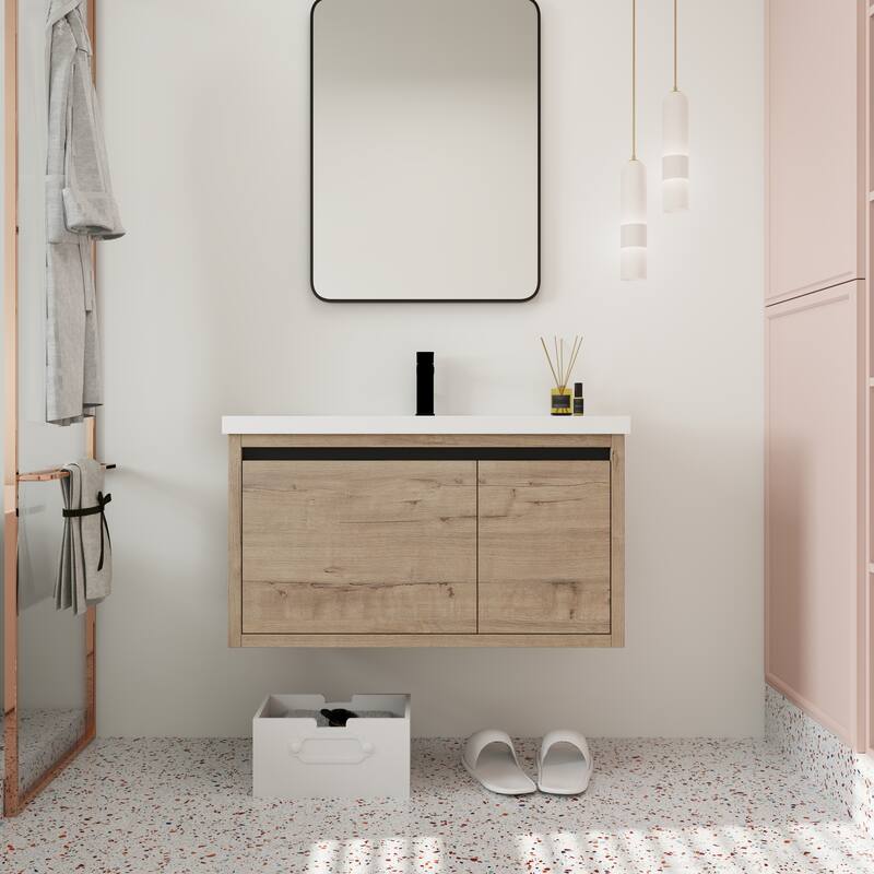 Beingnext 24"/30"/48" Bathroom Vanity with Sink, Floating Bathroom Vanity With Soft Close Door