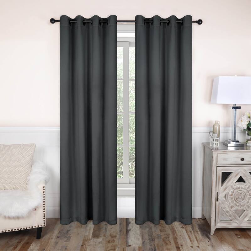 Modern Solid Room Darkening Blackout Curtains, Rod Pocket, Set of 2 - 2PC- 52" X 63" - Grey