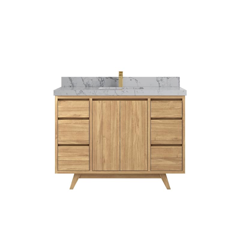Willow Collections 48 in. W x 22 in. D Madison Teak Single Sink Bathroom Vanity with Countertop