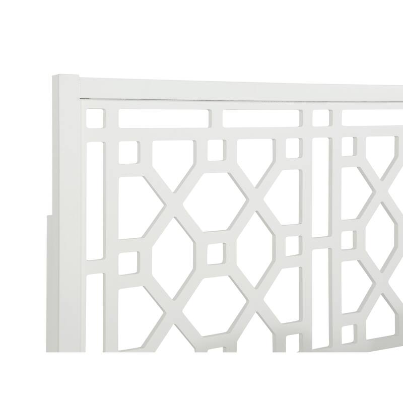 Classic White Chippendale Headboard - King Size, Adjustable Height, Fits Standard Metal Frames