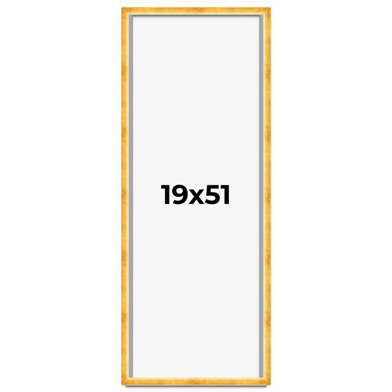 19x51 Shadow Box Frame Gold | 1.625 Inches Deep Real Wood Traditional