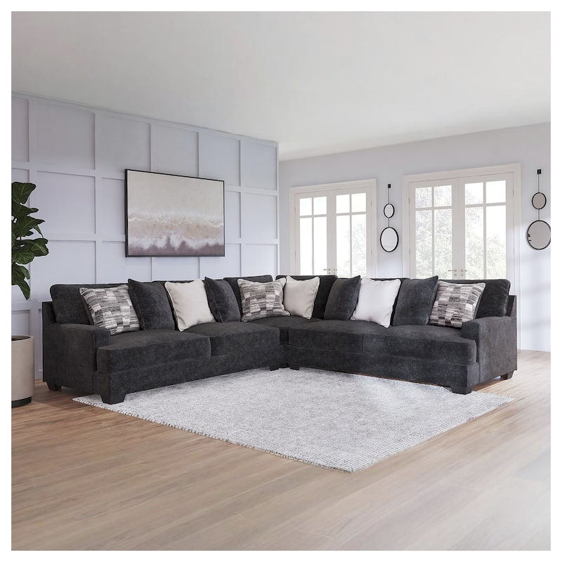 Signature Design by Ashley Lavernett Charcoal 3-Piece Sectional - 131"W x 131"D x 40"H - Charcoal - Symmetrical
