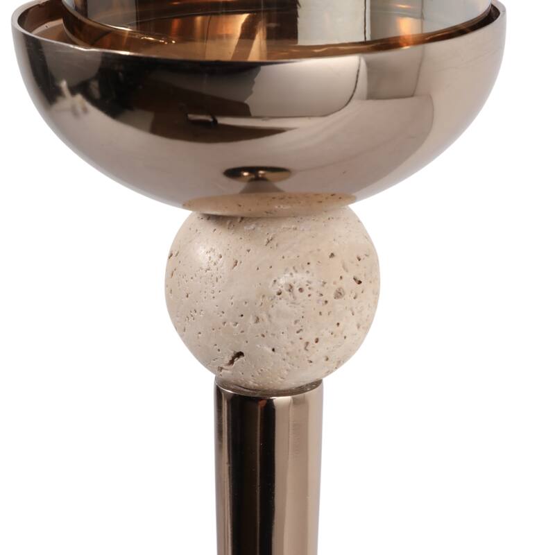 Metal Marble Floor Candle Holder Elegant Sculptural Hurricane