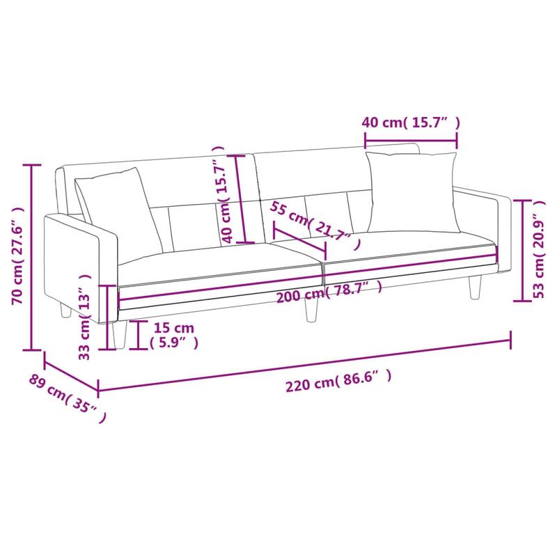 vidaXL Sofa Bed Loveseat Convertible Sofa Bed with Cushions for Studio Fabric - 86.6" x 35" x 27.6"