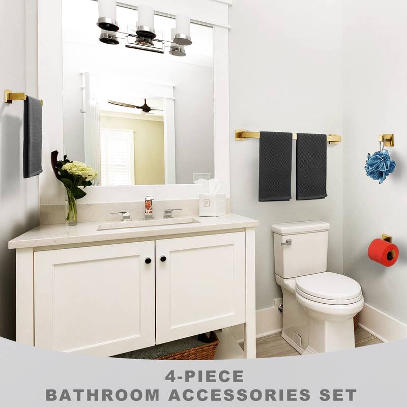 WOWOW Stainless Steel 4-Piece Bathroom Hardware Set (Includes Installation Accessories)
