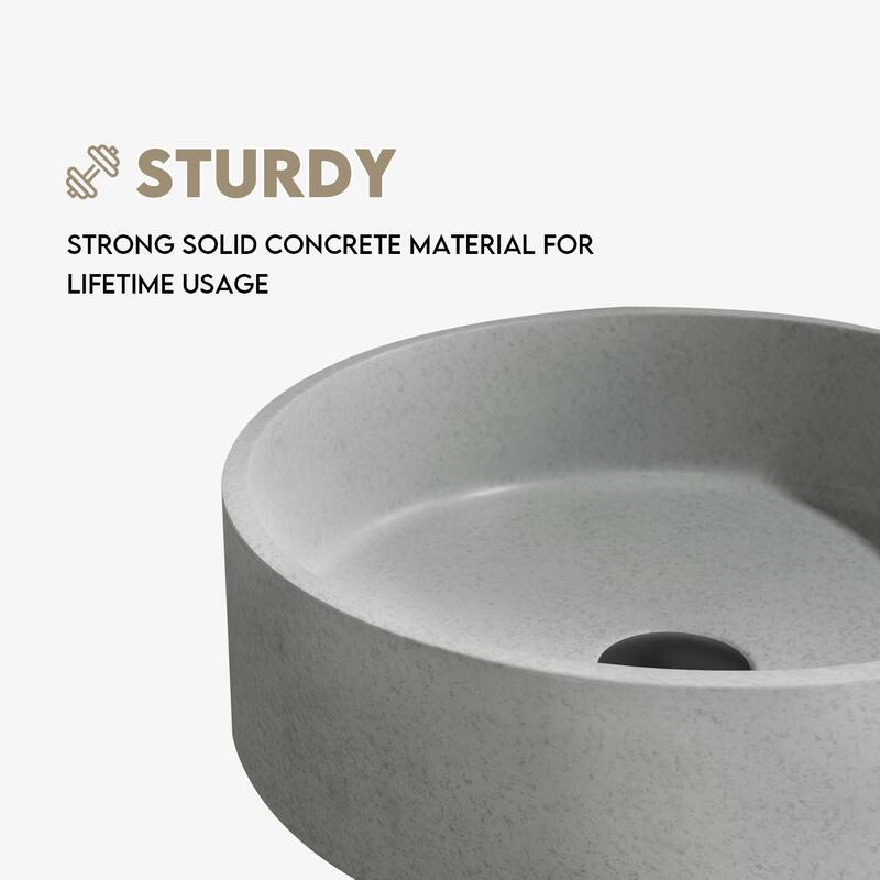 Miseno MBS-9257 Moguer 15-3/8" Circular Concrete Vessel Bathroom Sink