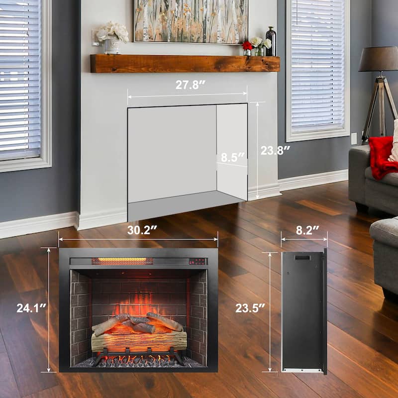 28 inch Infrared Electric Fireplace Insert Home Decor Heater