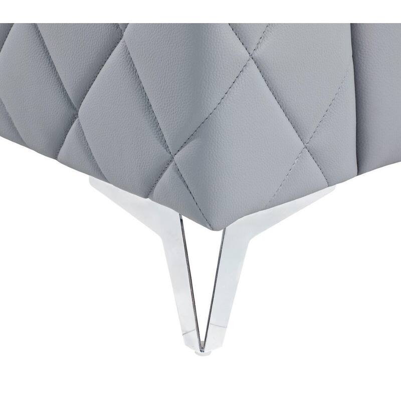 HomeRoots 70" Light Blue And Silver Metallic Top Grain Leather Loveseat