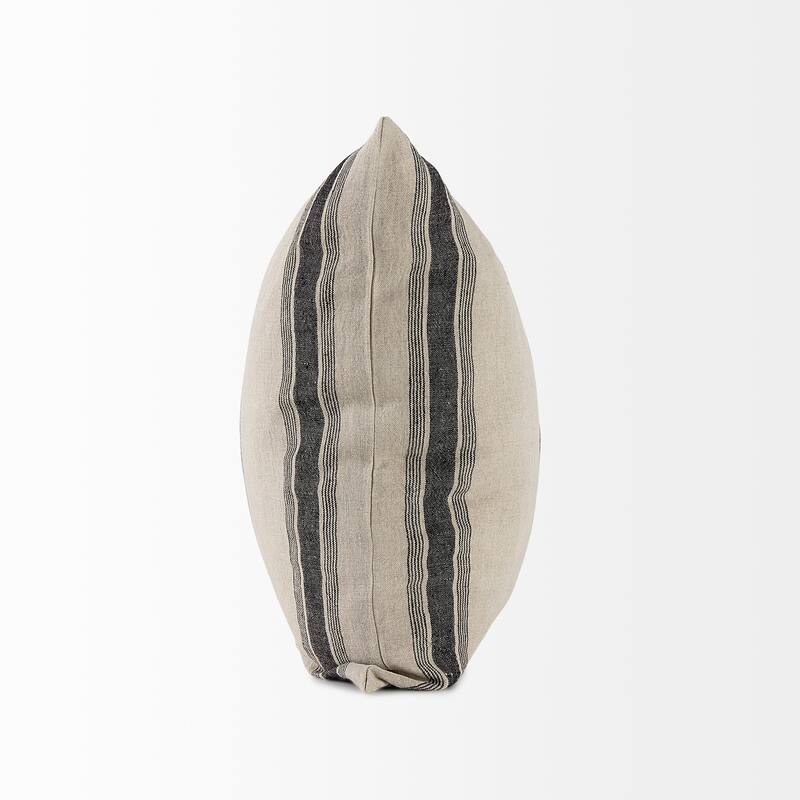 Hattie 13L x 21W Beige and Black Fabric Striped Decorative Pillow Cover