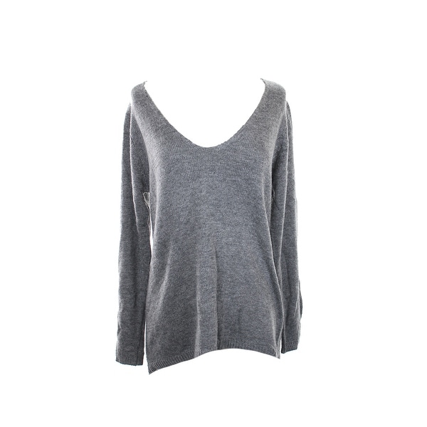 Studio M Steel Open-Stitch V-Neck Sweater M