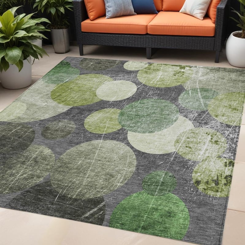 Jami Modern Art-Inspired Weather Resistant Versatile Elegance Runner Outdoor Rug - 5' X 8' - Multi