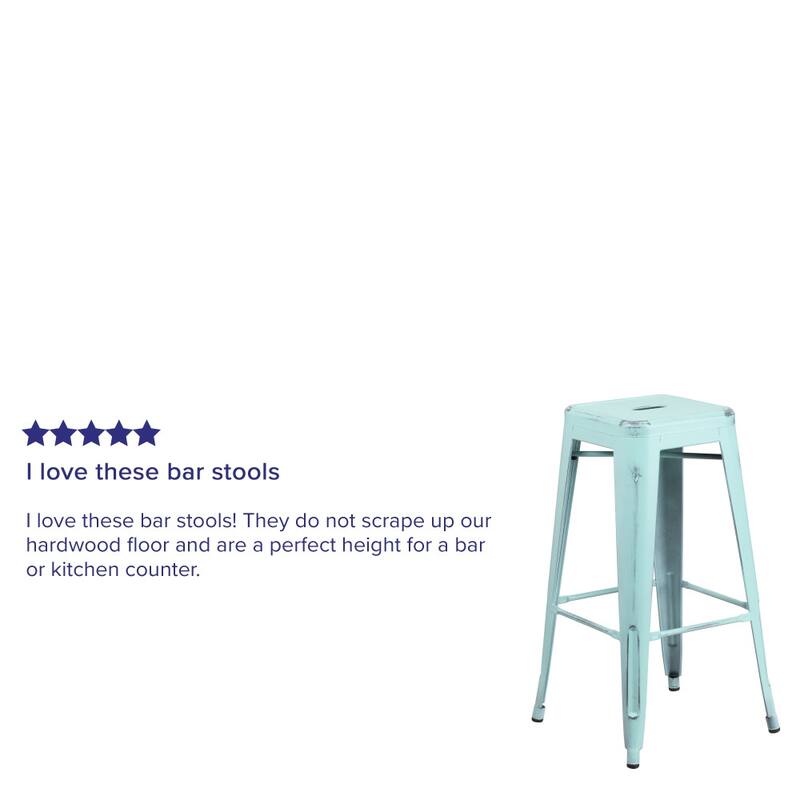30" High Backless Distressed Metal Indoor-Outdoor Barstool - Patio Chair