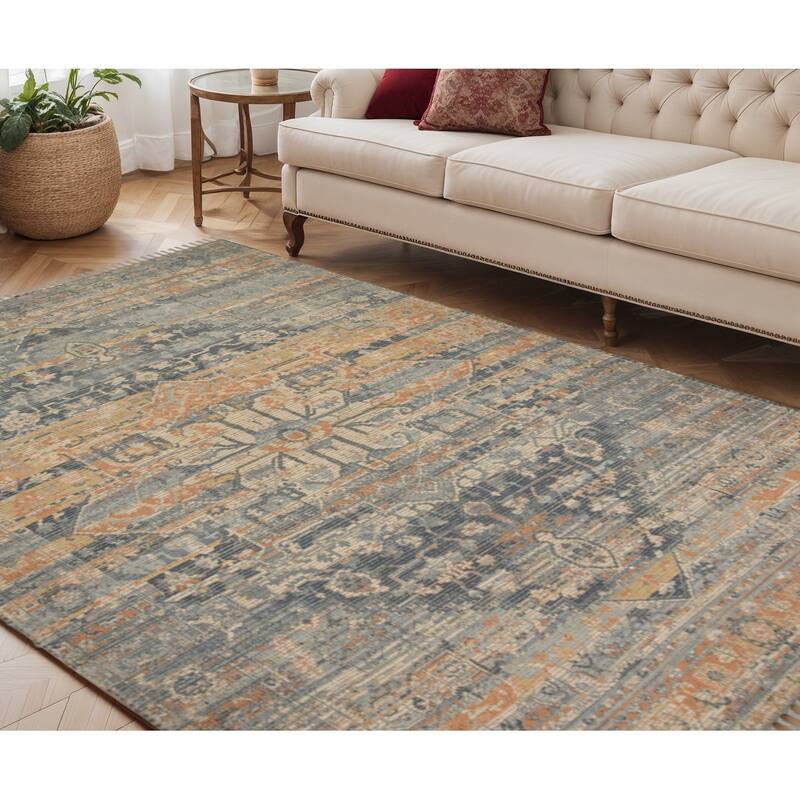 HomeRoots Oriental Transitional Rectangle Area Rug - 90.00 in. x 60.00 in.  x 0.20 in.