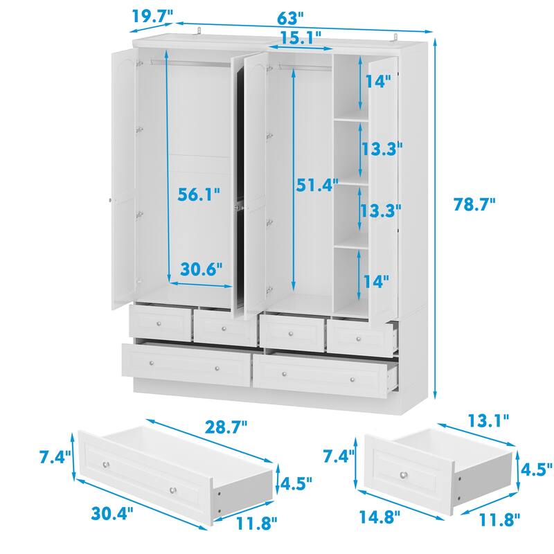 Tranquil Vista Dual Wardrobe Classic Storage Modular Cloest Armoires
