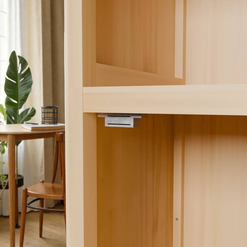 65'' Natural Bamboo Tall Storage Cabinet, Thin Bathroom Tower with Doors, Open Shelf & Interior Shelves for Small Spaces