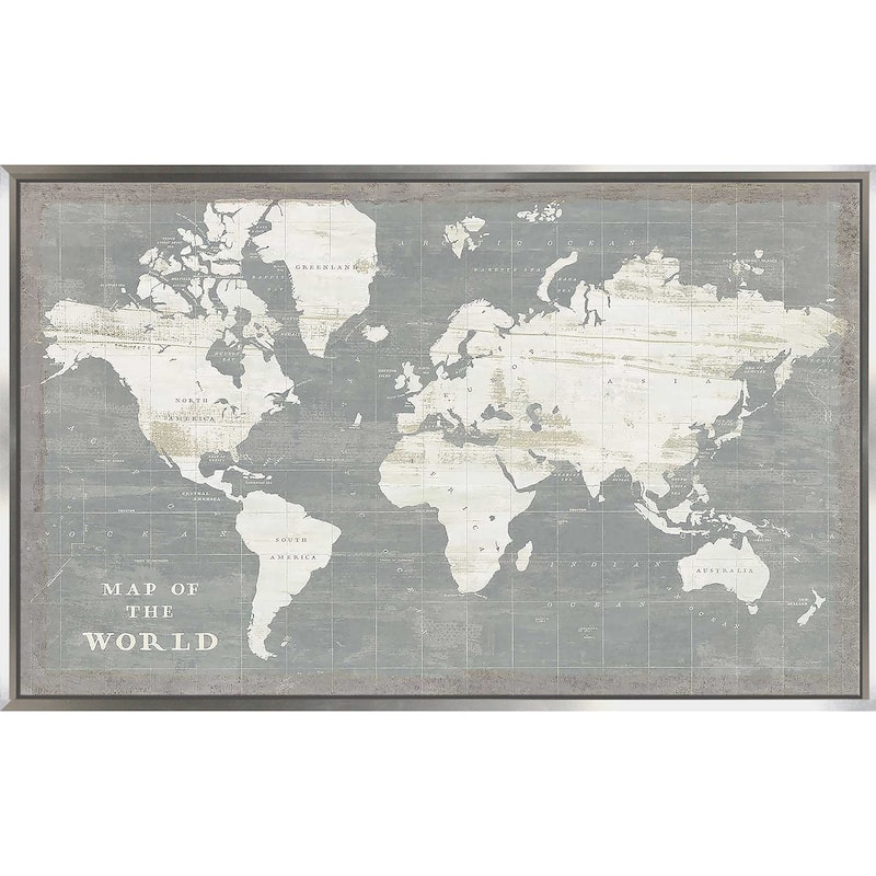 "Slate World Map" Print on Floating Canvas