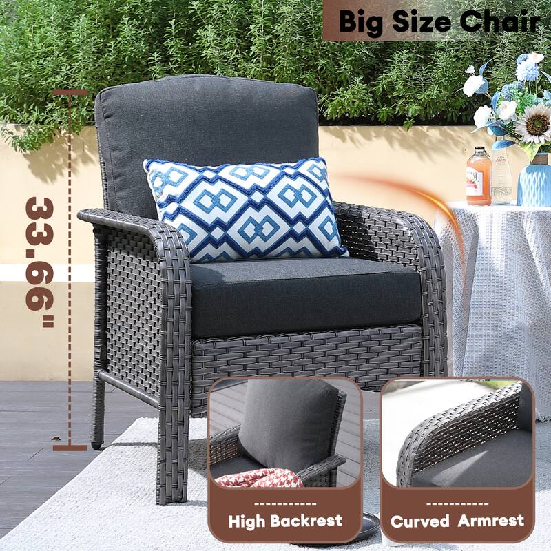 XIZZI 3-Piece Outdoor Wicker Patio Chair Set with Side Table
