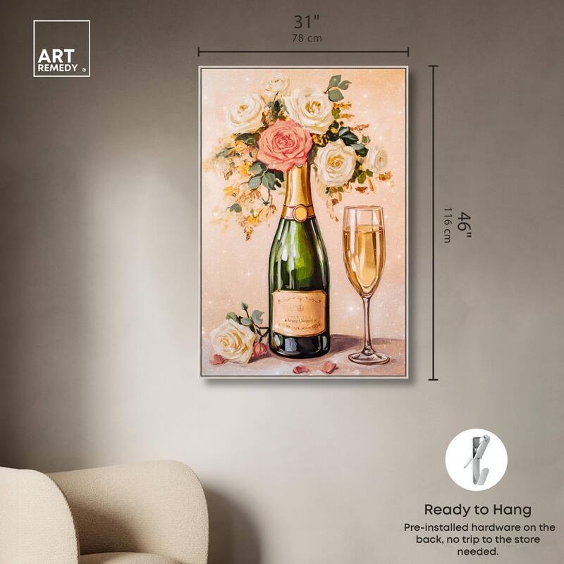 Blooming Champagne Vase Canvas by Art Remedy