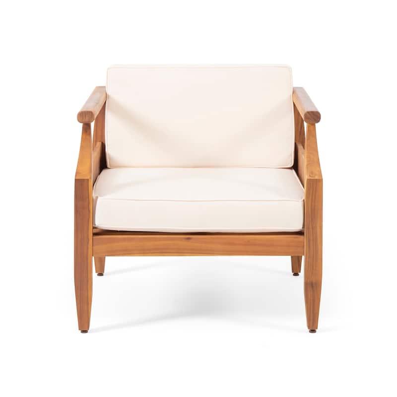 Outdoor Patio Club Chair, Acacia Wood Frame Conversation Furniture