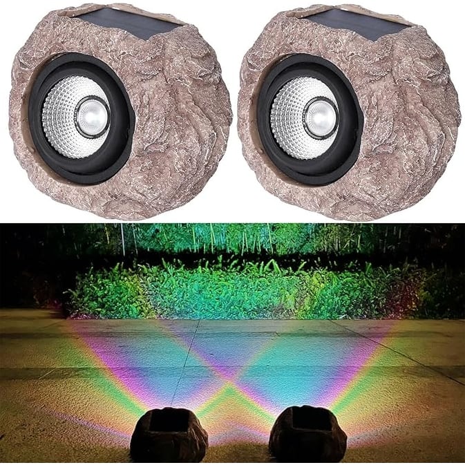 Waterproof Solar Rock Lights LED Garden Path Landscape Decor - Brown