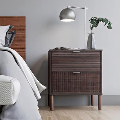 Merk Walnut Nightstand 2 Drawers