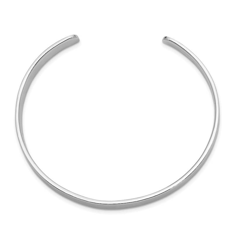 Curata 925 Sterling Silver 6mm Flat Engravable Rhodium Plated Polished Cuff Bangle Bracelet
