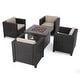 preview thumbnail 36 of 57, Puerta Outdoor 4-piece Wicker Chair Set with Square Firepit by Christopher Knight Home