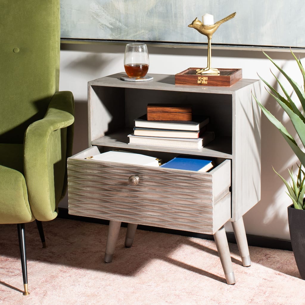 SAFAVIEH Zarifa Single Drawer Textured Nightstand