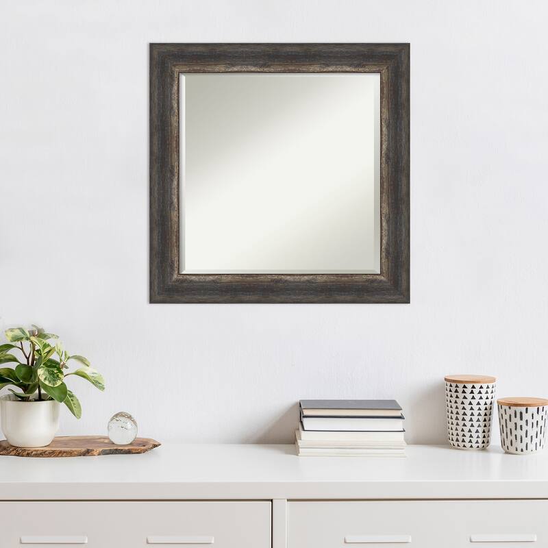 Beveled Wall Mirror - Bark Rustic Char Frame