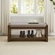 preview thumbnail 14 of 23, 40"Accent Bench with Lower Shelf Shoe Rack, Padded Seating Bench, Modern Compact Bed End Bench with Storage, Removable Cushion Khaki