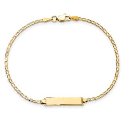 Curata 3.5mm 14k Yellow Gold Engravable Flat Curb Link ID Bracelet 7 Inch