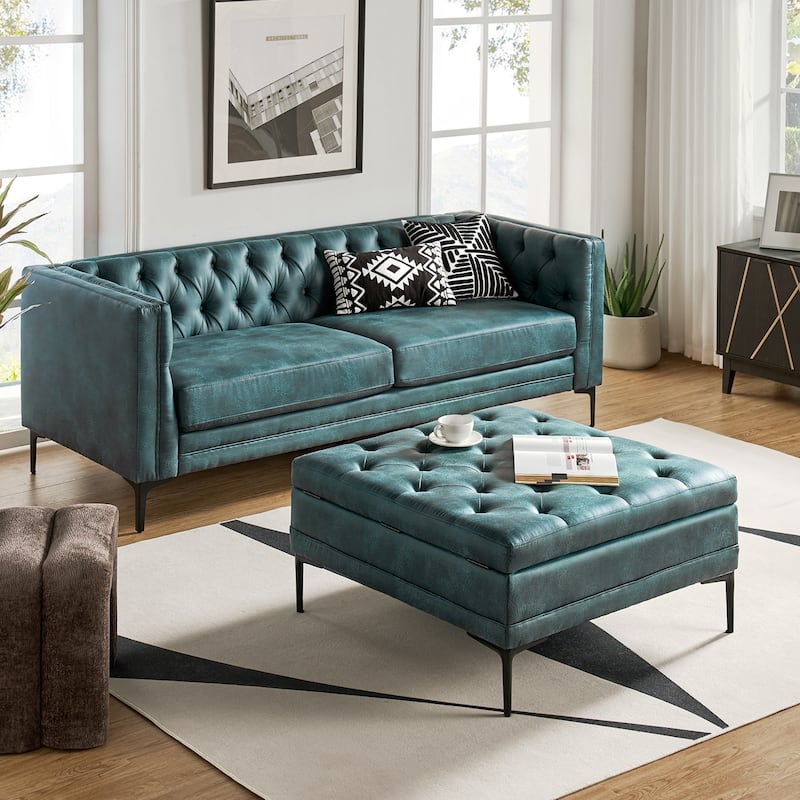 Ipiutak Modern 2 - Piece Upholstered Button-tufted Sectional with Storage Ottoman