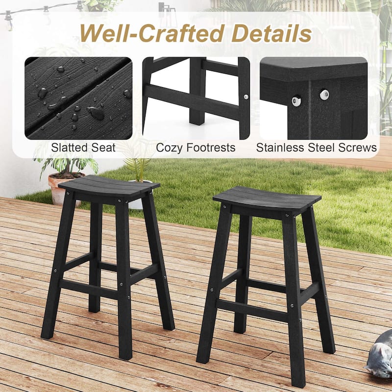 Costway 29" Patio Bar Stool Set of 2 with Curved Seat & Footrests for - See Details